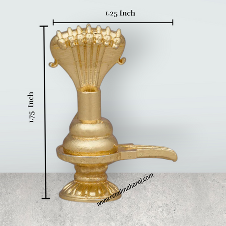 Sheshnag Shivling – 1.75 x 1.25 Inches Copper Idol Gold Polish Shivling with Sheshnag for Pooja - Retail Maharaj