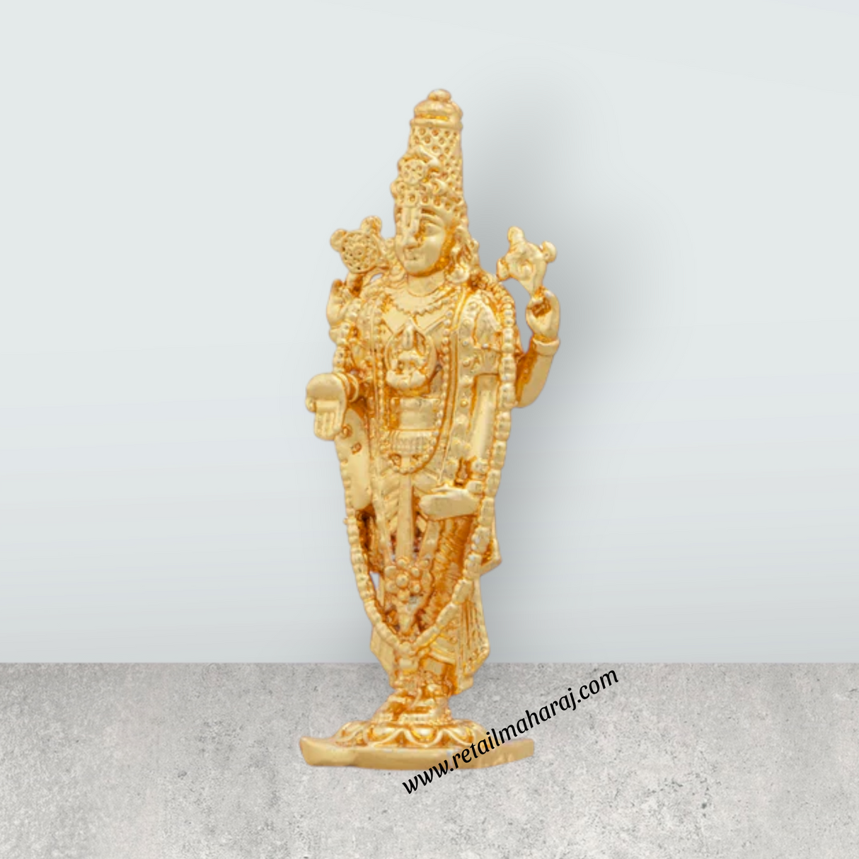 Balaji Murti - 2.5 x 1 Inches | Copper Idol/ Gold Polish Standing Balaji Statue for Pooja/ 35 Gms Approx - Retail Maharaj