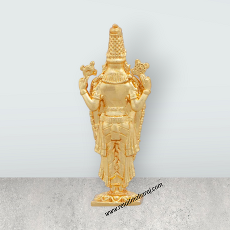 Balaji Murti - 2.5 x 1 Inches | Copper Idol/ Gold Polish Standing Balaji Statue for Pooja/ 35 Gms Approx - Retail Maharaj