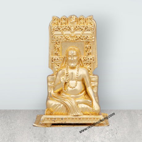 Raghavendra Swamy – 3 x 2 Inches Copper Idol Gold Polish Raghavendra Swamy Idol for Pooja - Retail Maharaj