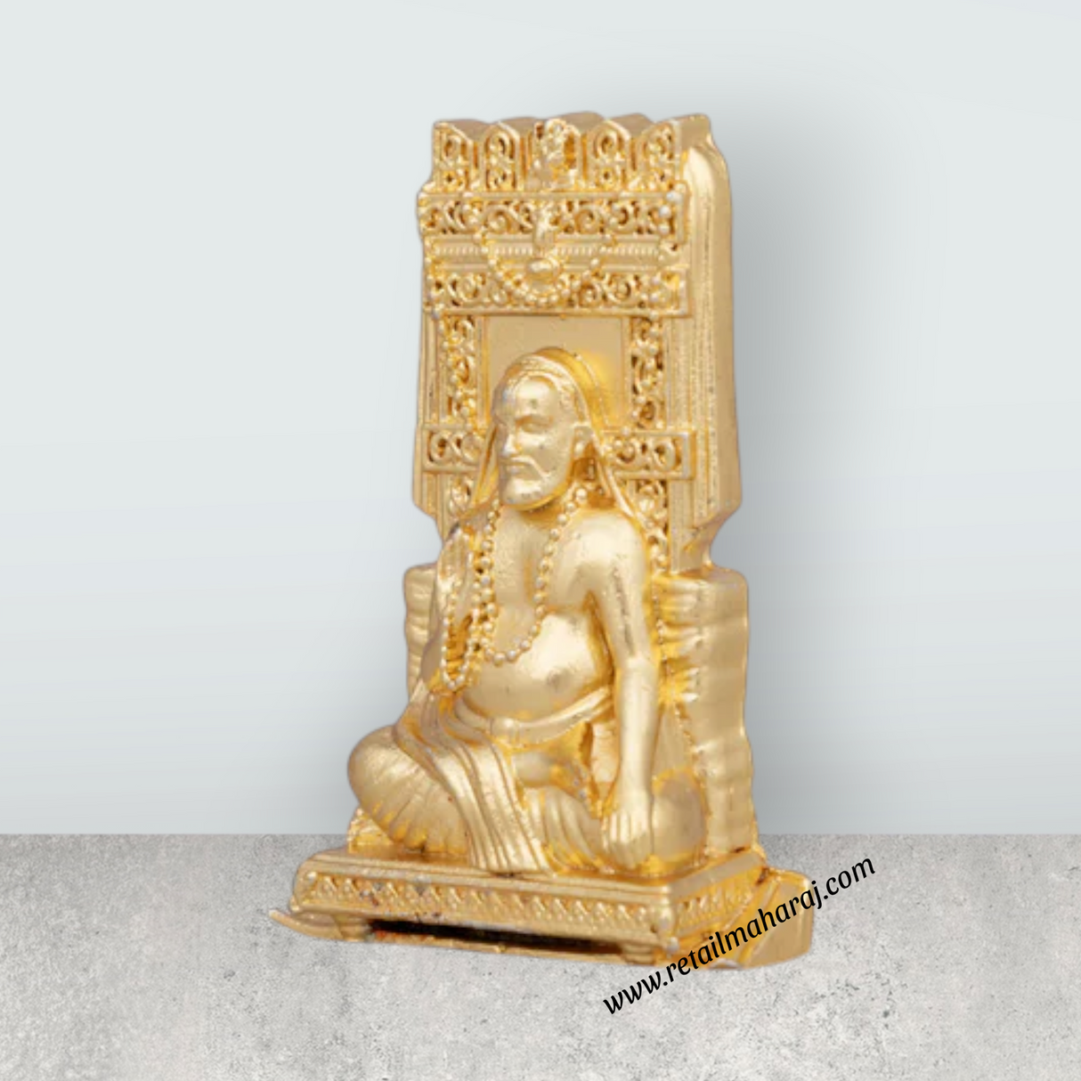 Raghavendra Swamy – 3 x 2 Inches Copper Idol Gold Polish Raghavendra Swamy Idol for Pooja - Retail Maharaj