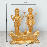 Laxmi Vishnu Murti – 1.75 x 1.5 Inches Copper Idol Gold Polish Lakshmi Vishnu Idol for Pooja - Retail Maharaj