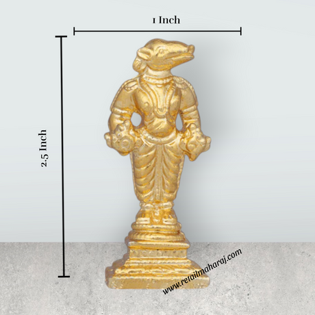 Varaha Idol – 2.5 x 1 Inches Copper Idol Gold Polish Varahar Idol for Pooja - Retail Maharaj