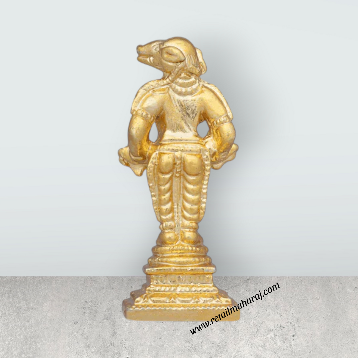 Varaha Idol – 2.5 x 1 Inches Copper Idol Gold Polish Varahar Idol for Pooja - Retail Maharaj