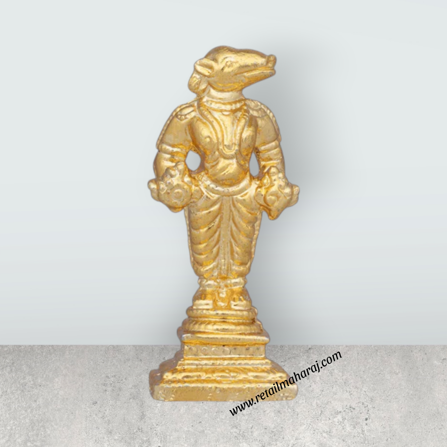 Varaha Idol – 2.5 x 1 Inches Copper Idol Gold Polish Varahar Idol for Pooja - Retail Maharaj