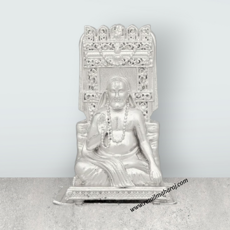 Raghavendra Swamy - 3 x 2 Inches | Copper Idol/ Silver Polish Raghavendra Swamy Idol for Pooja/ 115 Gms Approx - Retail Maharaj