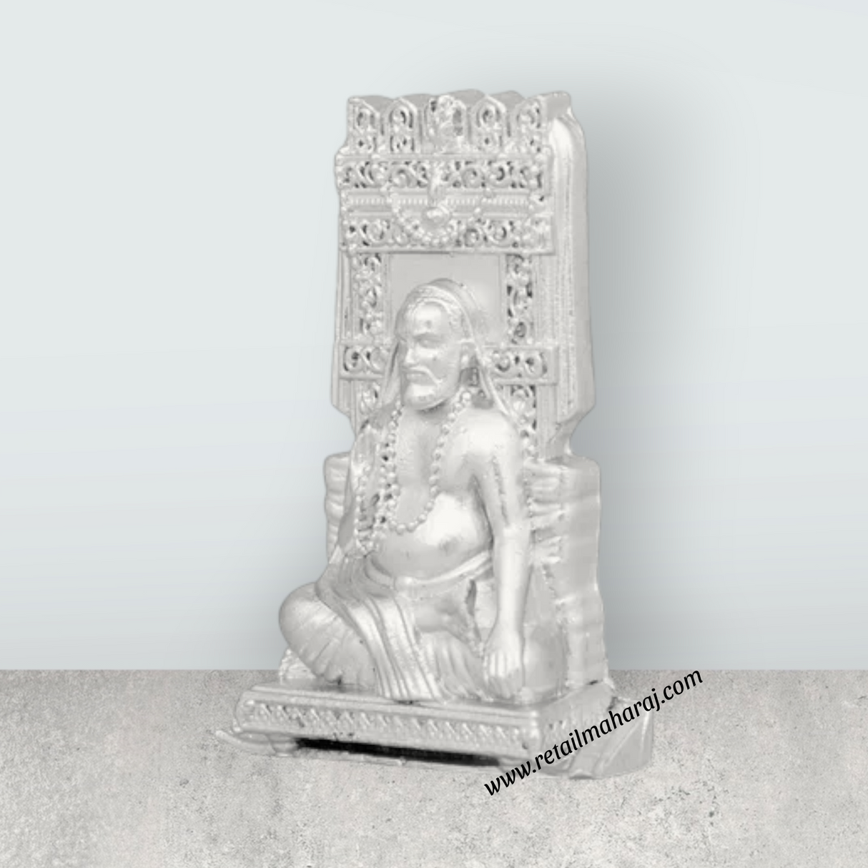 Raghavendra Swamy - 3 x 2 Inches | Copper Idol/ Silver Polish Raghavendra Swamy Idol for Pooja/ 115 Gms Approx - Retail Maharaj