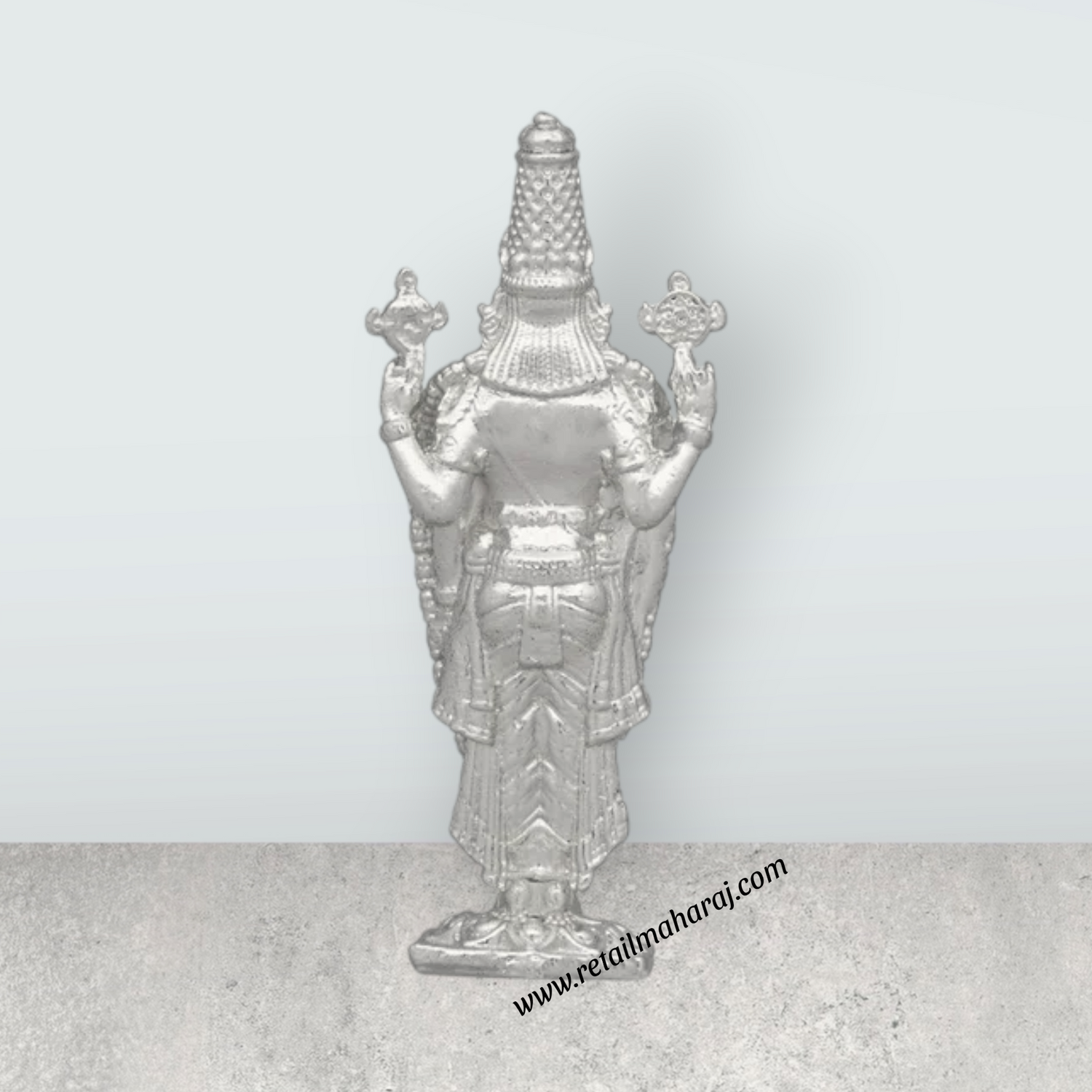 Balaji Murti - 2.5 x 1 Inches | Copper Idol/ Silver Polish Standing Balaji Statue for Pooja/ 35 Gms Approx - Retail Maharaj