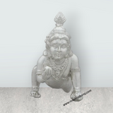 Crawling Krishna Idol - 1 x 2.5 Inches | Copper Idol/ Silver Polish Krishnan Statue for Pooja/ 35 Gms Approx - Retail Maharaj