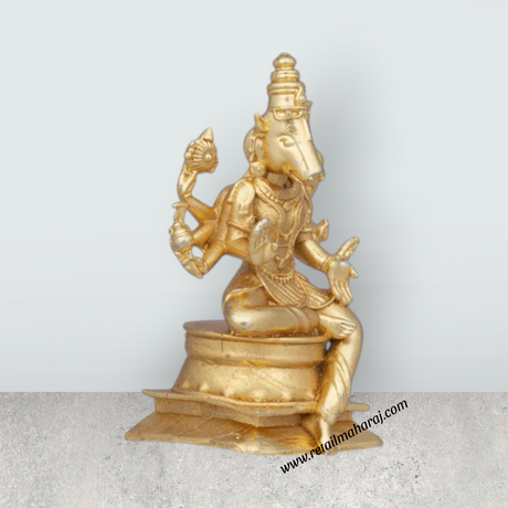 Varahi Idol - 1.75 x 1 Inch | Copper Idol/ Gold Polish Varahi Amman Statue for Pooja/ 30 Gms Approx - Retail Maharaj