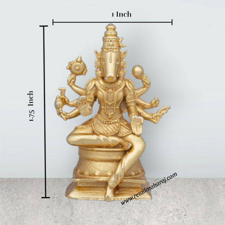 Varahi Idol - 1.75 x 1 Inch | Copper Idol/ Gold Polish Varahi Amman Statue for Pooja/ 30 Gms Approx - Retail Maharaj