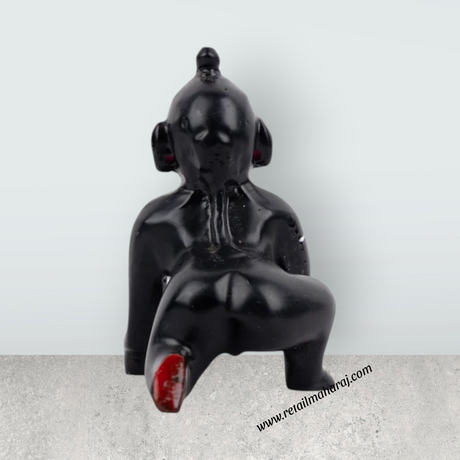 Crawling Krishna Murti - 3 x 2.75 Inches | Brass Idol/ Painted Krishna Statue/ Krishna Idol for Pooja - Retail Maharaj