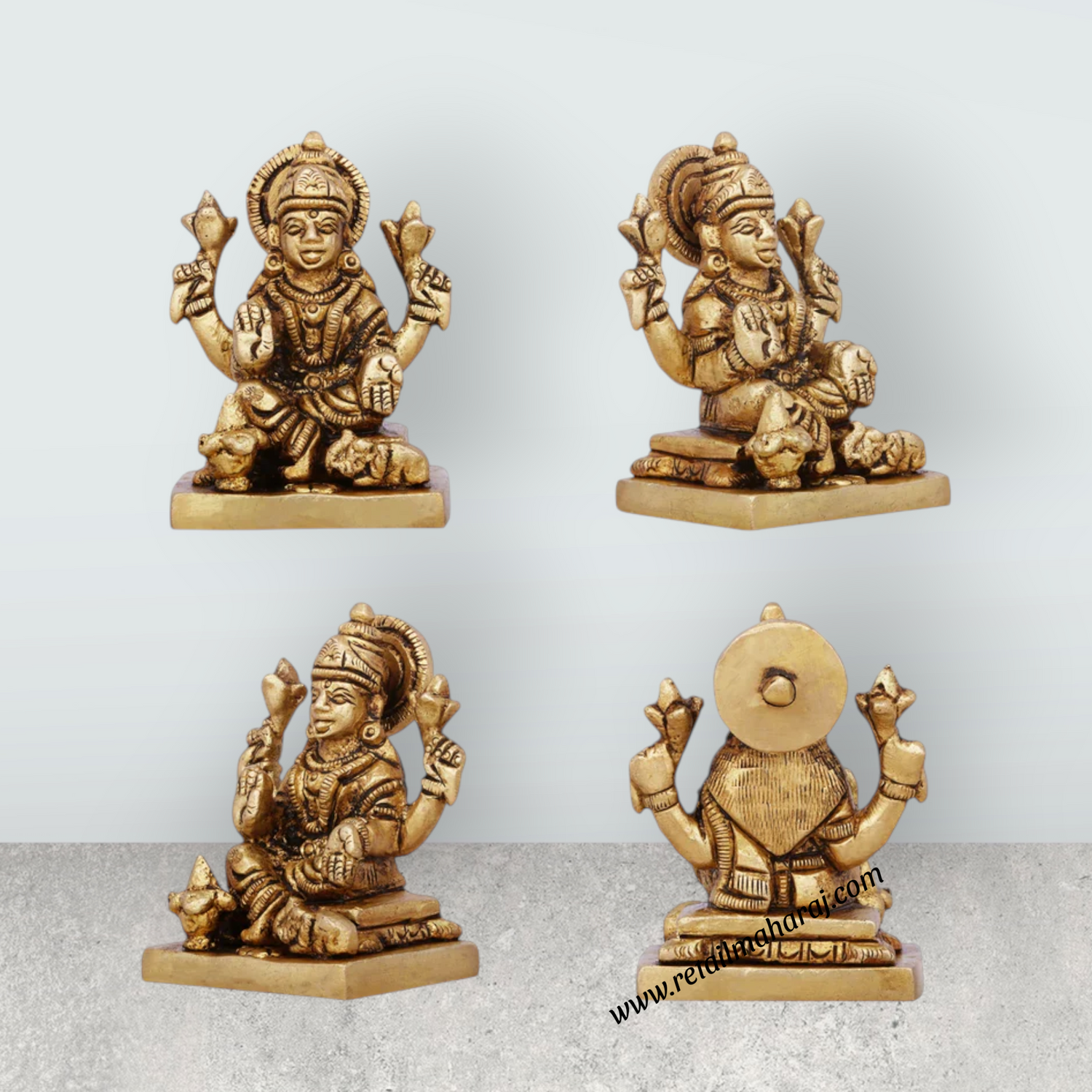 Laxmi Ganesh Murti - 2 x 1.5 Inches | Antique Brass Idol/ Lakshmi Ganesh Idol for Pooja/ 315 Gms Approx - Retail Maharaj