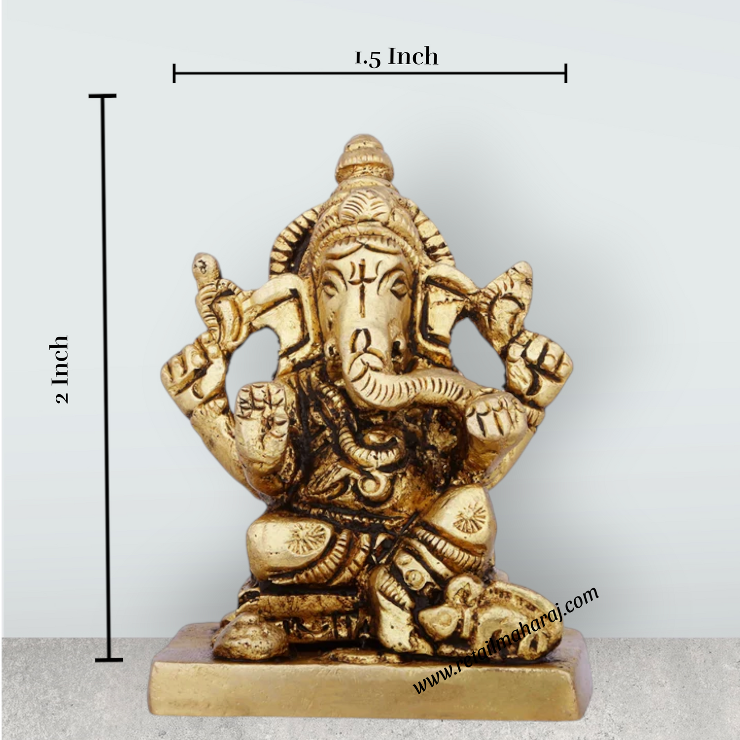 Laxmi Ganesh Murti - 2 x 1.5 Inches | Antique Brass Idol/ Lakshmi Ganesh Idol for Pooja/ 315 Gms Approx - Retail Maharaj