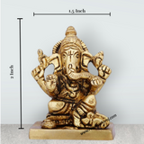Laxmi Ganesh Murti - 2 x 1.5 Inches | Antique Brass Idol/ Lakshmi Ganesh Idol for Pooja/ 315 Gms Approx - Retail Maharaj