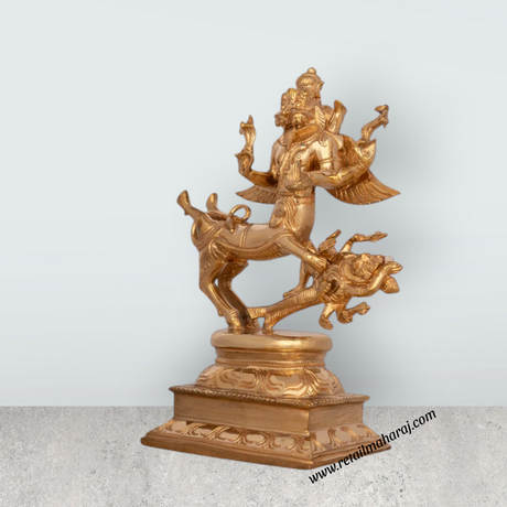 Sharabheshwara Murti - 10 x 6 Inches | Panchaloha Statue/ Sharabha Idol for Pooja - Retail Maharaj
