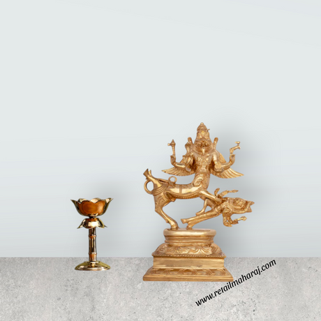 Sharabheshwara Murti - 10 x 6 Inches | Panchaloha Statue/ Sharabha Idol for Pooja - Retail Maharaj