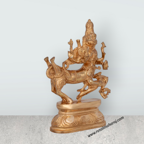Sharabheshwara Murti With Base - 6 x 5 Inches | Panchaloha Statue / Sharabha Idol for Worship - Retail Maharaj
