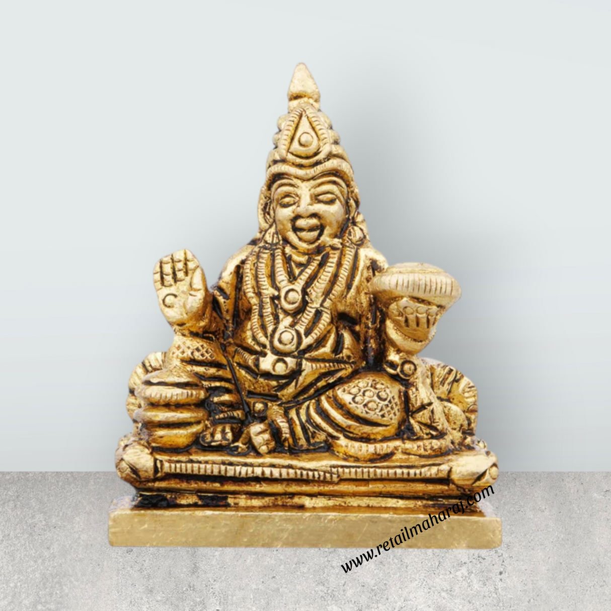 Kuber Murti - 2 x 1.5 Inches | Antique Brass Idol/ Kubera God Statue for Pooja/ 160 Gms Approx - Retail Maharaj