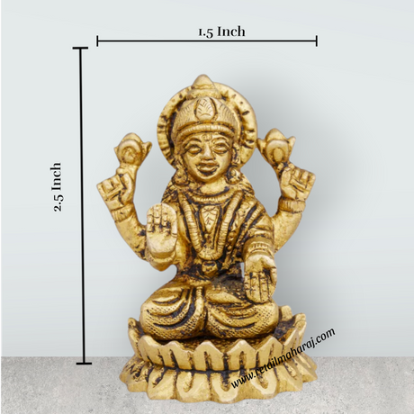Laxmi Ganesh Murti - 2.5 x 1.5 Inches | Lakshmi Ganesha Idol/ Antique Brass Idol for Pooja/ 365 Gms Approx - Retail Maharaj