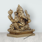 Ganesh Murti - 2 x 2 Inches | Antique Brass Idol/ Ganapati Idol for Pooja/ 190 Gms Approx - Retail Maharaj