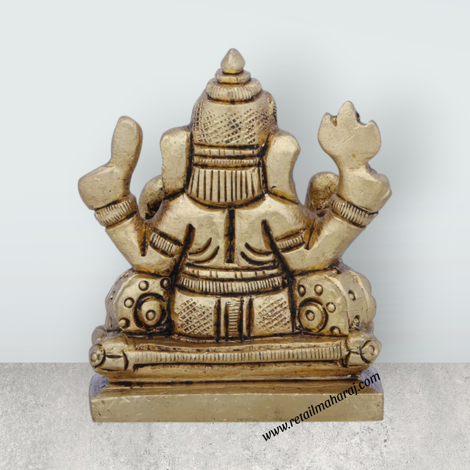 Ganesh Murti - 2 x 2 Inches | Antique Brass Idol/ Ganapati Idol for Pooja/ 190 Gms Approx - Retail Maharaj
