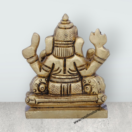 Ganesh Murti - 2 x 2 Inches | Antique Brass Idol/ Ganapati Idol for Pooja/ 190 Gms Approx - Retail Maharaj