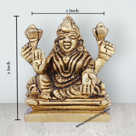 Laxmi Idol - 2 x 2 Inches | Antique Brass Idol/ Lakshmi Idol/ Lakshmi Murti for Pooja/ 190 Gms Approx - Retail Maharaj