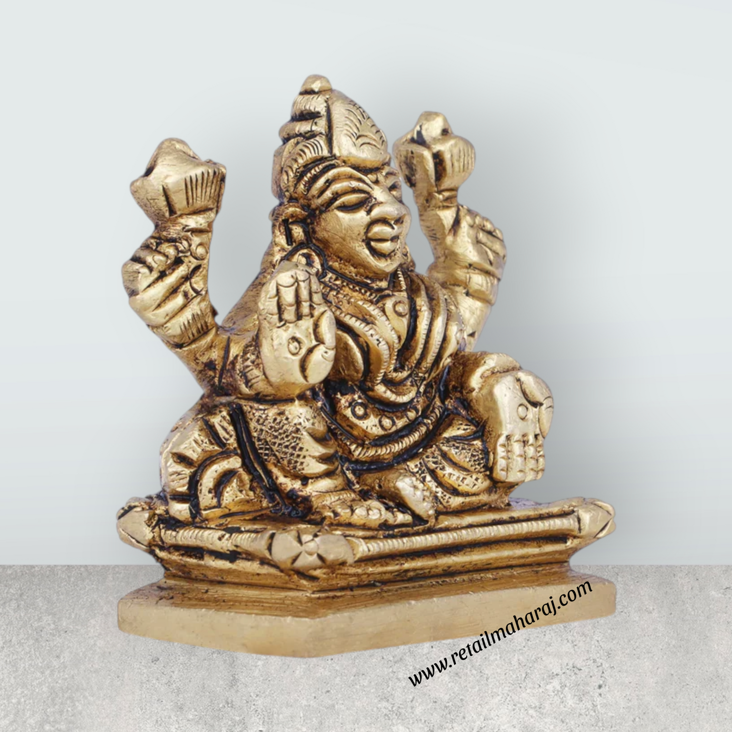 Laxmi Idol - 2 x 2 Inches | Antique Brass Idol/ Lakshmi Idol/ Lakshmi Murti for Pooja/ 190 Gms Approx - Retail Maharaj