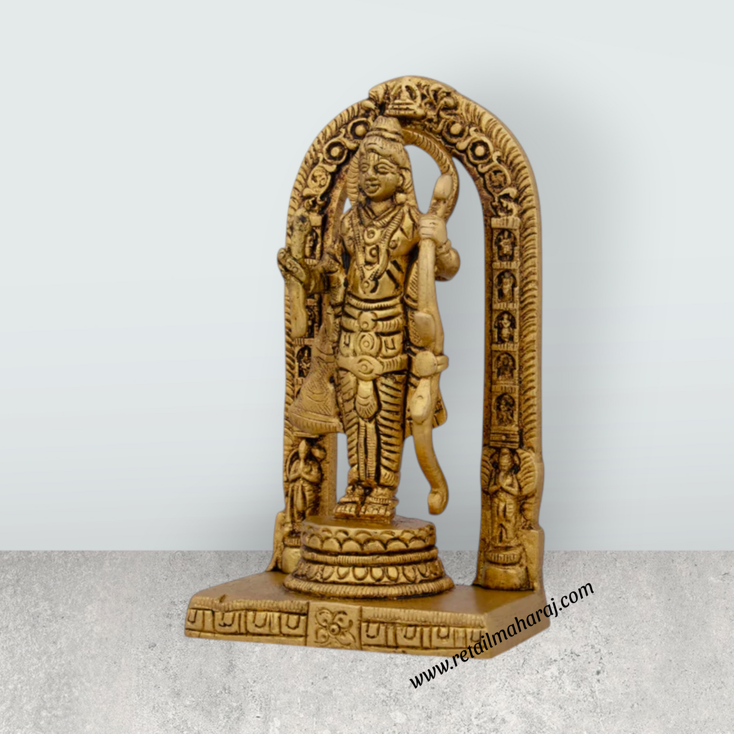 Ayodhya Rama Idol - 4.5 x 2.5 Inches | Antique Brass Idol/ Ayodhya Ramar Statue for Pooja/ 375 Gms Approx - Retail Maharaj