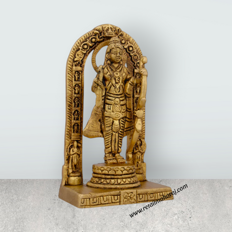 Ayodhya Rama Idol - 4.5 x 2.5 Inches | Antique Brass Idol/ Ayodhya Ramar Statue for Pooja/ 375 Gms Approx - Retail Maharaj