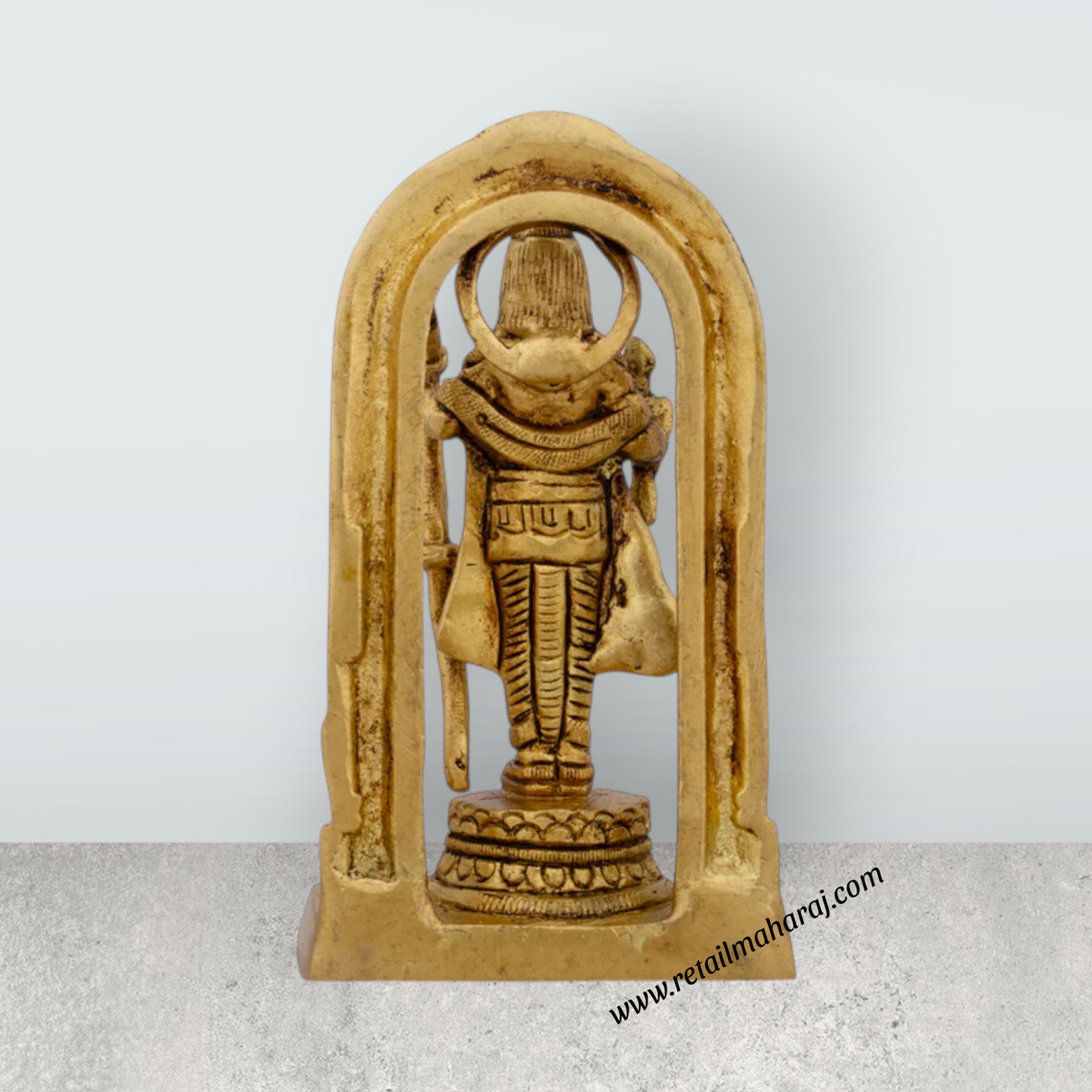 Ayodhya Rama Idol - 4.5 x 2.5 Inches | Antique Brass Idol/ Ayodhya Ramar Statue for Pooja/ 375 Gms Approx - Retail Maharaj