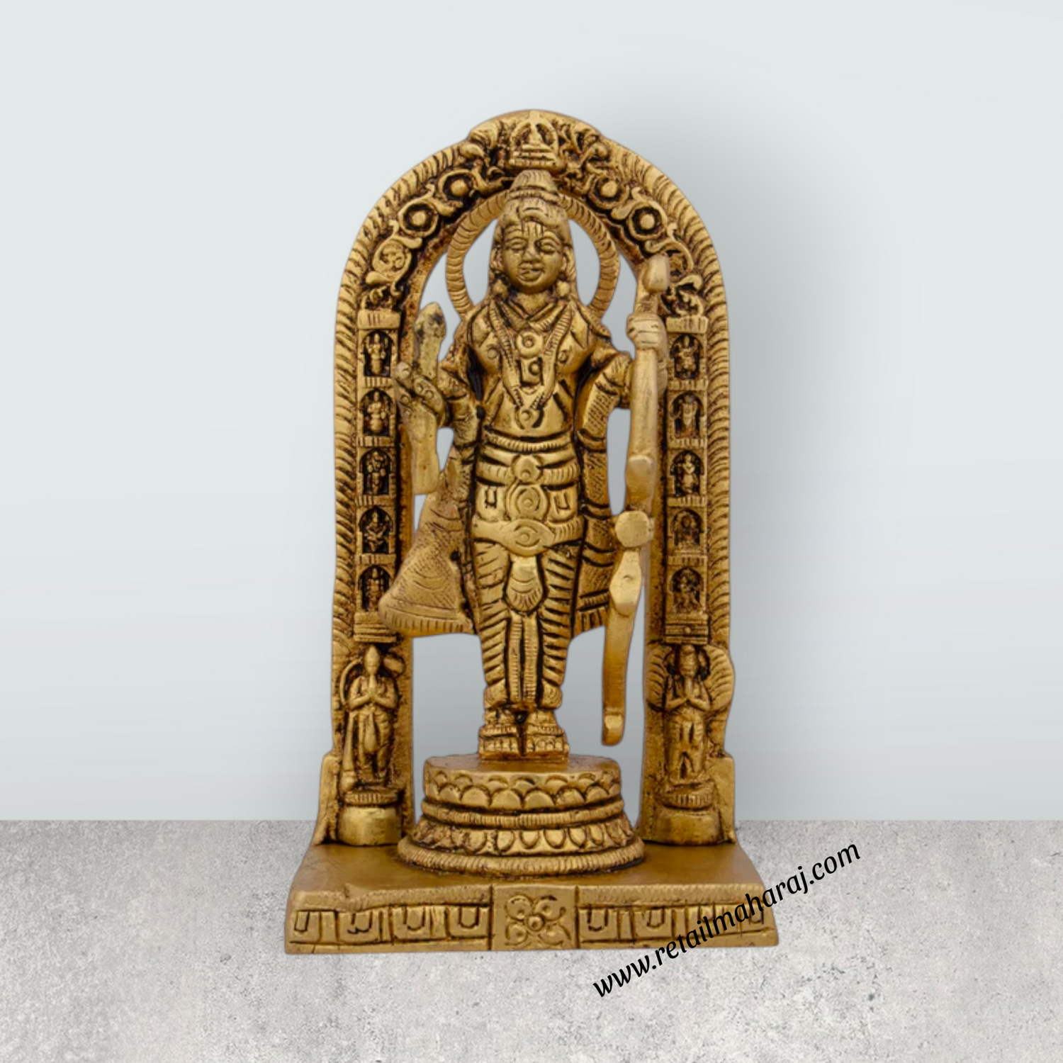 Ayodhya Rama Idol - 4.5 x 2.5 Inches | Antique Brass Idol/ Ayodhya Ramar Statue for Pooja/ 375 Gms Approx - Retail Maharaj