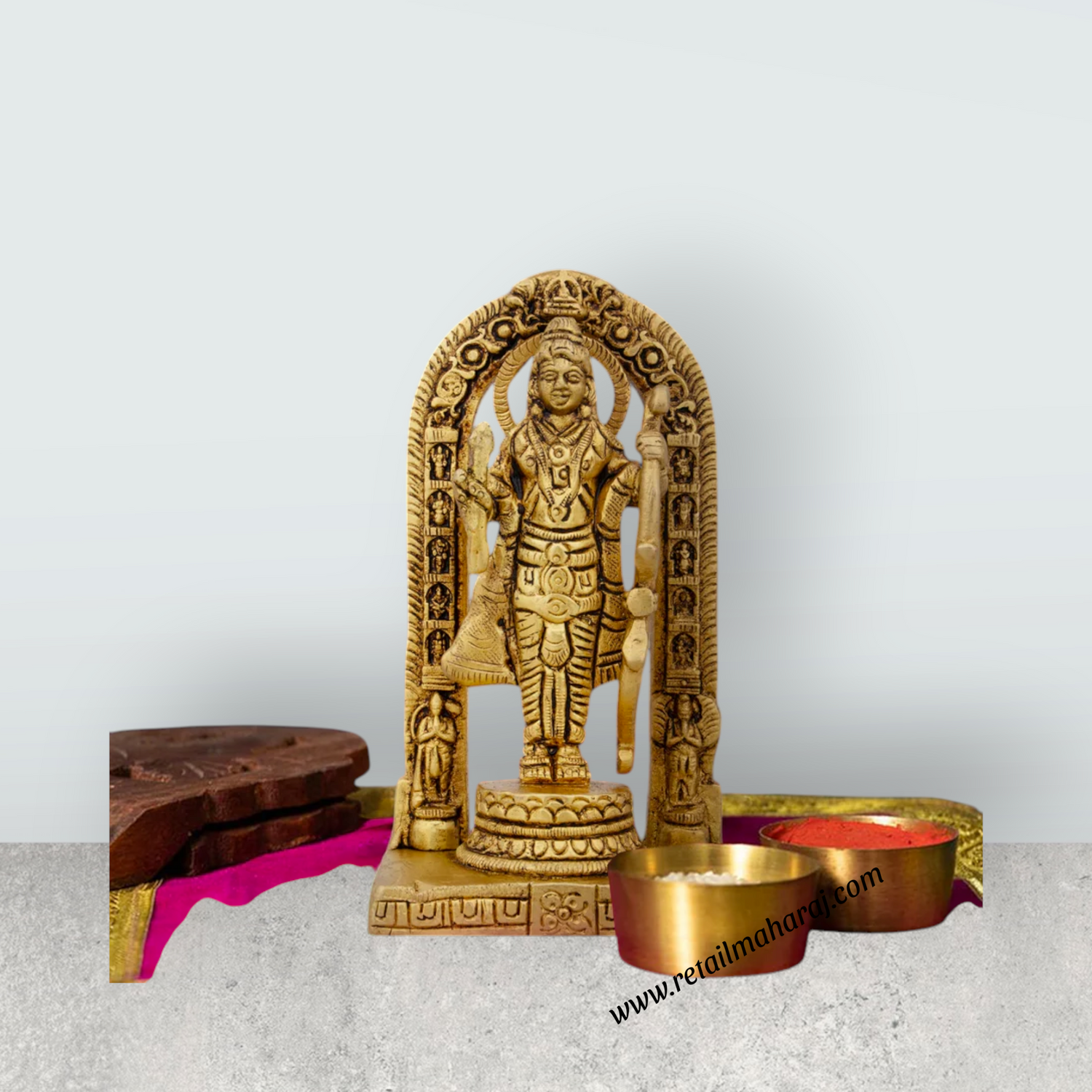 Ayodhya Rama Idol - 4.5 x 2.5 Inches | Antique Brass Idol/ Ayodhya Ramar Statue for Pooja/ 375 Gms Approx - Retail Maharaj