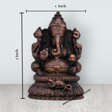 Ganesh Murti Sitting On Base - 2 x 1 Inches | Copper Idol/ Ganpati Murti/ Ganesha Statue for Pooja - Retail Maharaj