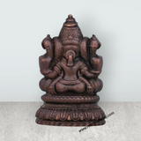 Ganesh Murti Sitting On Base - 2 x 1 Inches | Copper Idol/ Ganpati Murti/ Ganesha Statue for Pooja - Retail Maharaj