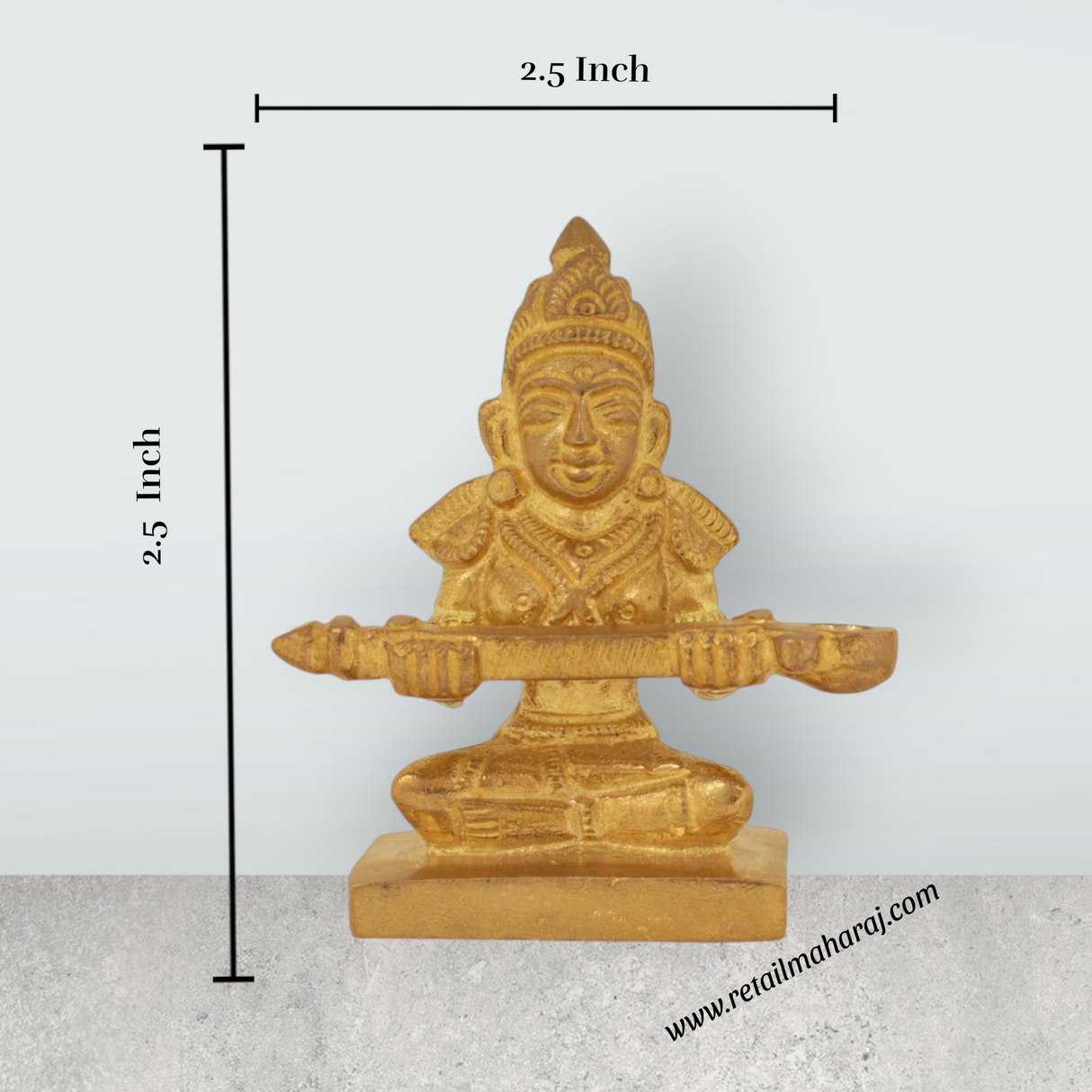 Annapuran Devi Murti - 2.5 x 2.5 Inches | Brass Idol/ Annapoorani Statue/ Annapurna Idol for Pooja - Retail Maharaj