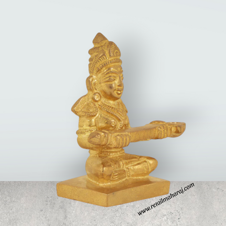 Annapuran Devi Murti - 2.5 x 2.5 Inches | Brass Idol/ Annapoorani Statue/ Annapurna Idol for Pooja - Retail Maharaj