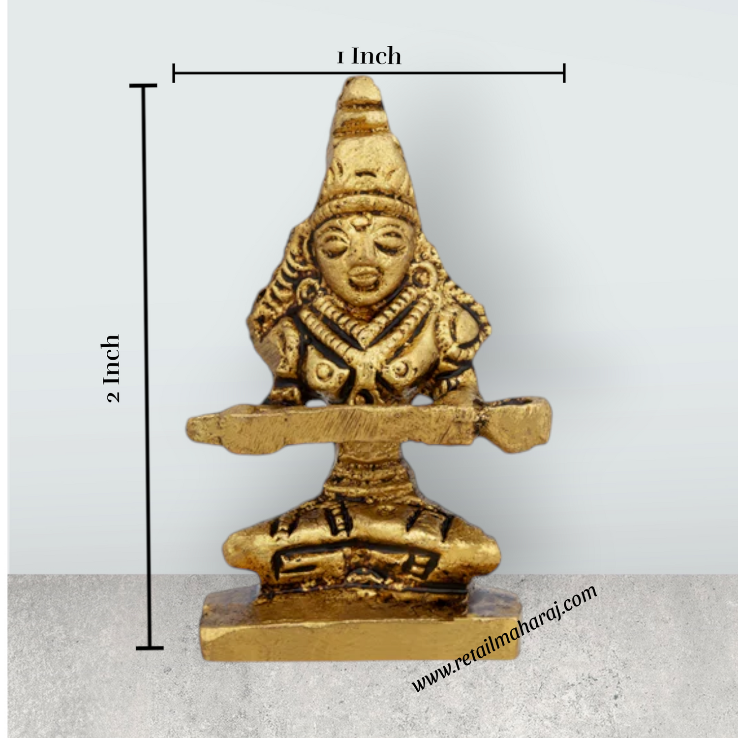 Annapurna Devi Sitting On Base - 2 X 1 Inches | Antique Brass Idol/ Annapoorani Statue For Pooja & Home Decor - Retail Maharaj