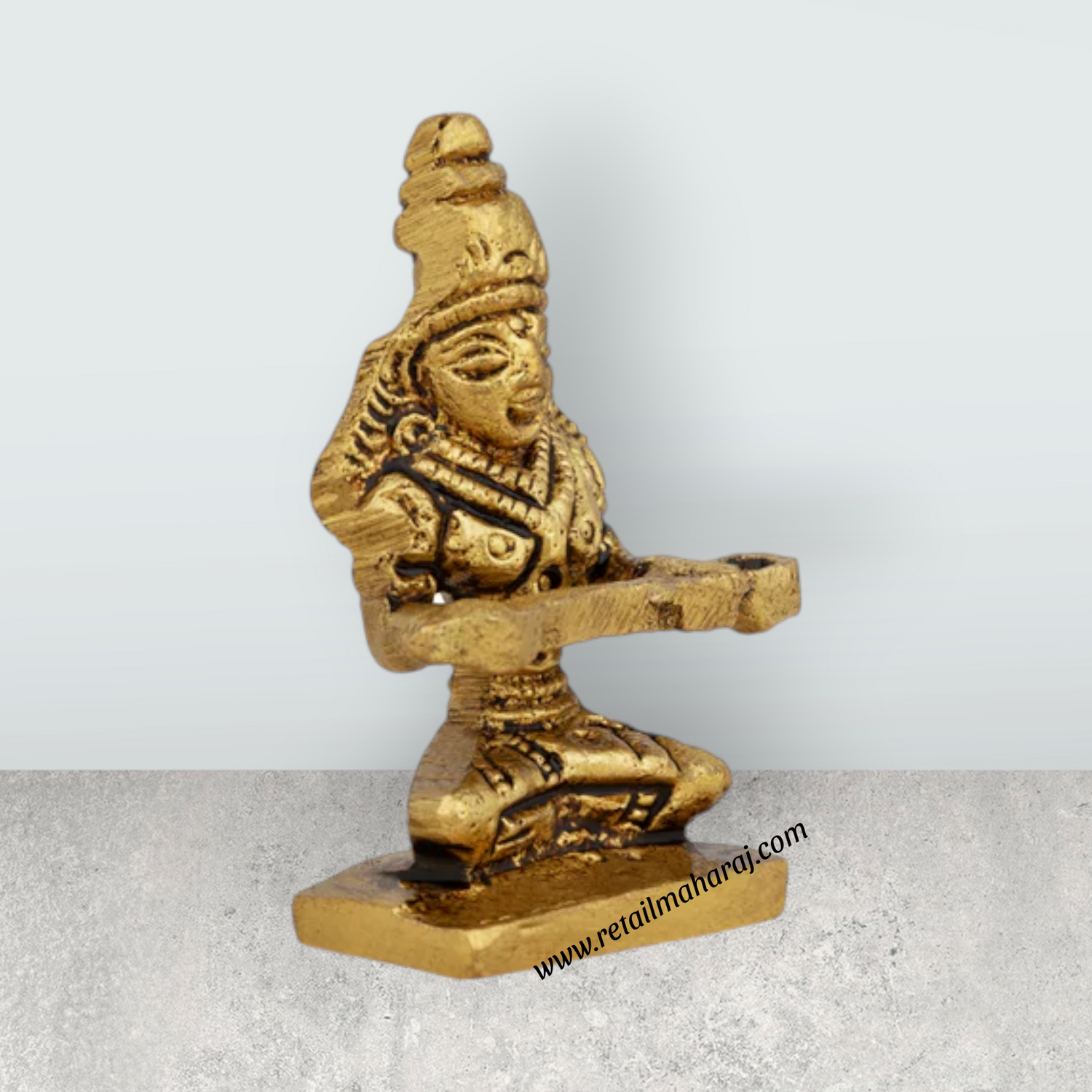 Annapurna Devi Sitting On Base - 2 X 1 Inches | Antique Brass Idol/ Annapoorani Statue For Pooja & Home Decor - Retail Maharaj