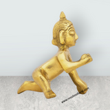 Crawling Krishna Murti - 1.5 X 1 Inches | Brass Krishna Idol/ Krishna Statue/ Laddu Gopal Murti For Worship - Retail Maharaj