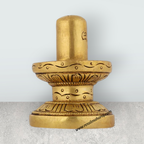 Shiv Ling Murti - 2.5 x 3 Inches | Antique Brass Idol/ Shiva Lingam Statue For Pooja Room And Worship - Retail Maharaj