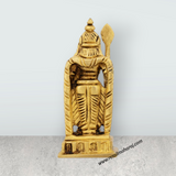 Murugan Statue Standing On Base - 3 x 1.5 Inches | Antique Brass Idol/ Kartikeya Statue for Pooja - Retail Maharaj