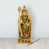 Murugan Statue Standing On Base - 3 x 1.5 Inches | Antique Brass Idol/ Kartikeya Statue for Pooja - Retail Maharaj