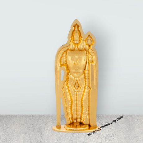 Malaysia Murugan Statue - 3.5 x 1.5 Inches | Metal Standing Kartikeya Statue/ Gold Polish Murugan Silai for Pooja - Retail Maharaj