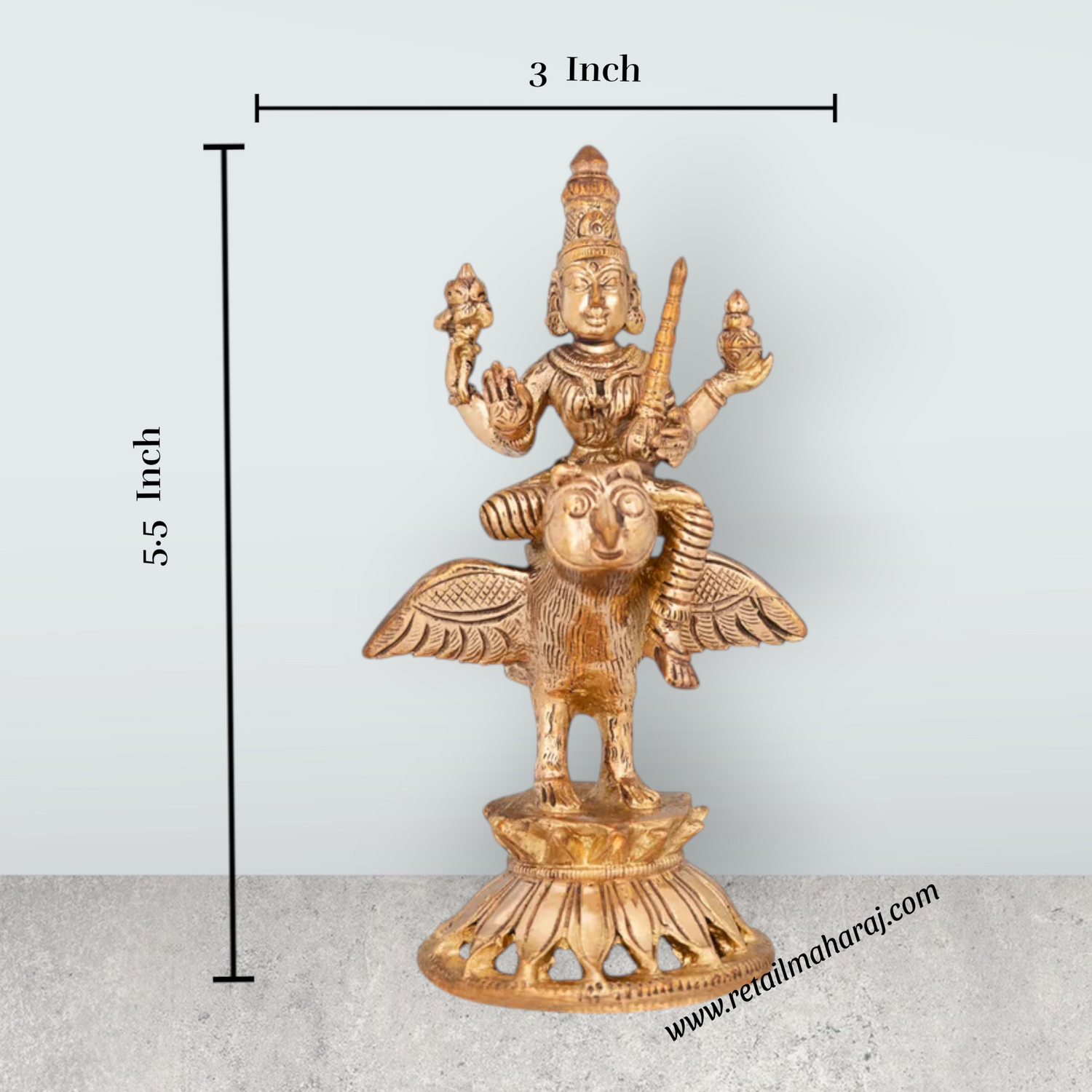 Lakshmi Sitting On Owl Base Murti - 5.5 x 3 Inches | Panchaloha Idol / Lakshmi Statue For Pooja - Retail Maharaj