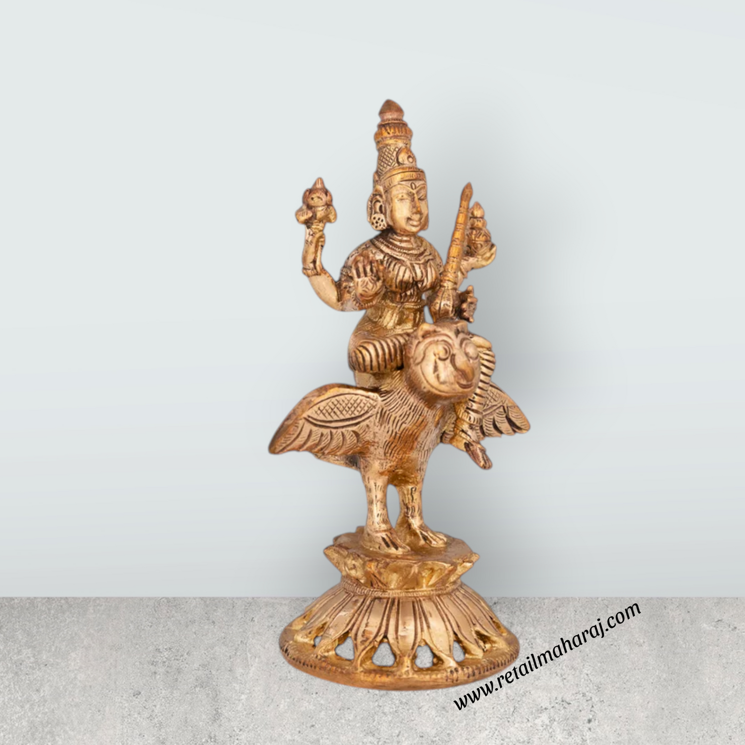 Lakshmi Sitting On Owl Base Murti - 5.5 x 3 Inches | Panchaloha Idol / Lakshmi Statue For Pooja - Retail Maharaj