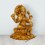 Lakshmi Idol Sitting On Lotus - 4.5 x 3.5 Inches | Antique Brass Idol/ Laxmi Idol for Pooja/ 865 Gms Approx - Retail Maharaj