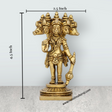 Panchmukhi Hanuman Murti Standing On Base - 4.5 x 2.5 Inches | Antique Brass Idol/ 5 Face Anjaneya Statue for Pooja - Retail Maharaj