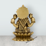 Lakshmi Idol Sitting On Lotus - 3 x 2 Inches | Antique Brass Idol/ Laxmi Murti for Pooja/ 290 Gms Approx - Retail Maharaj
